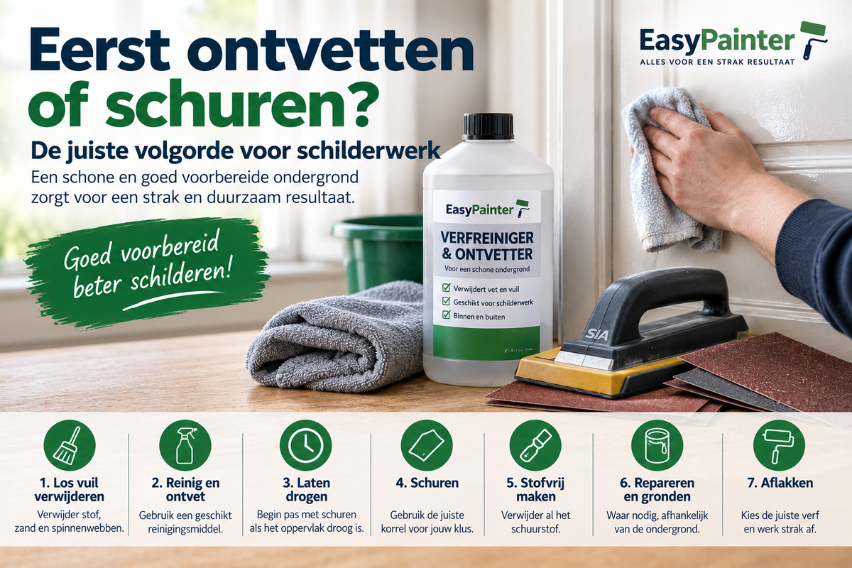 Eerst ontvetten of schuren? De juiste volgorde voor schilderwerk